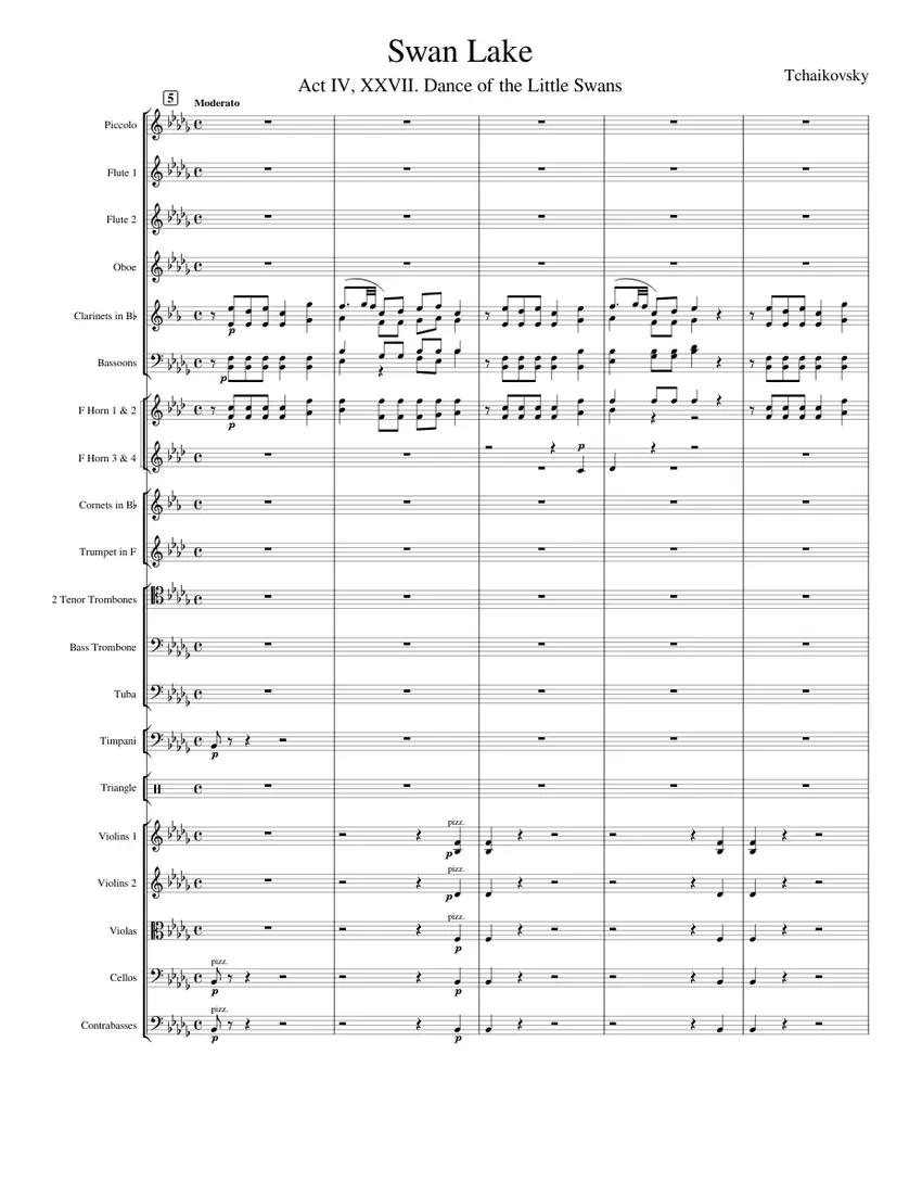 dance of the little swans violin sheet - What instruments are in the dance of the little swans