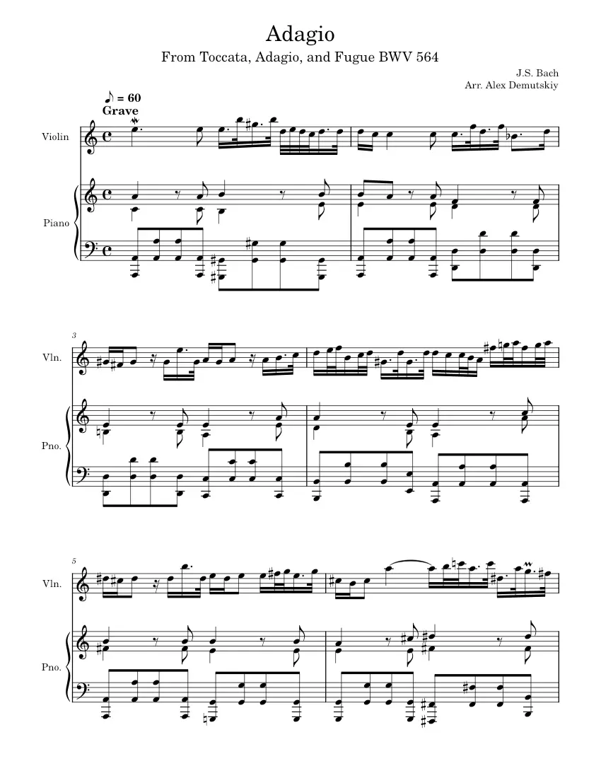 bach tocata violin solo musescore - What instruments are used in Toccata and Fugue