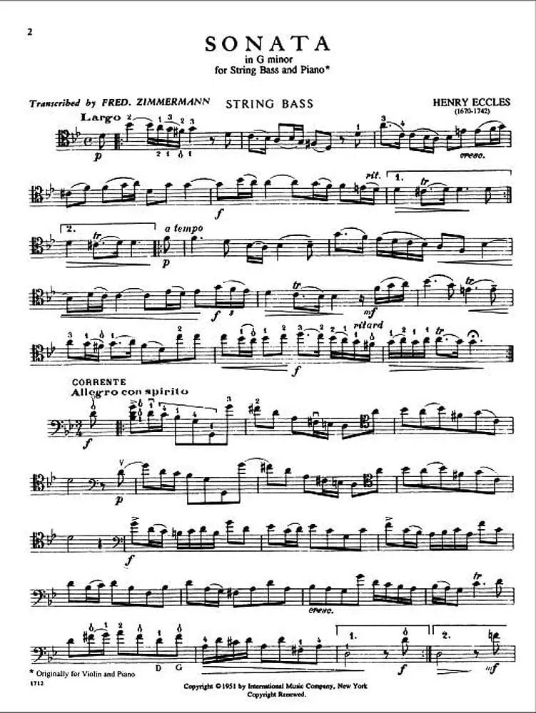 eccles violin sonata - What instruments did Henry Eccles play