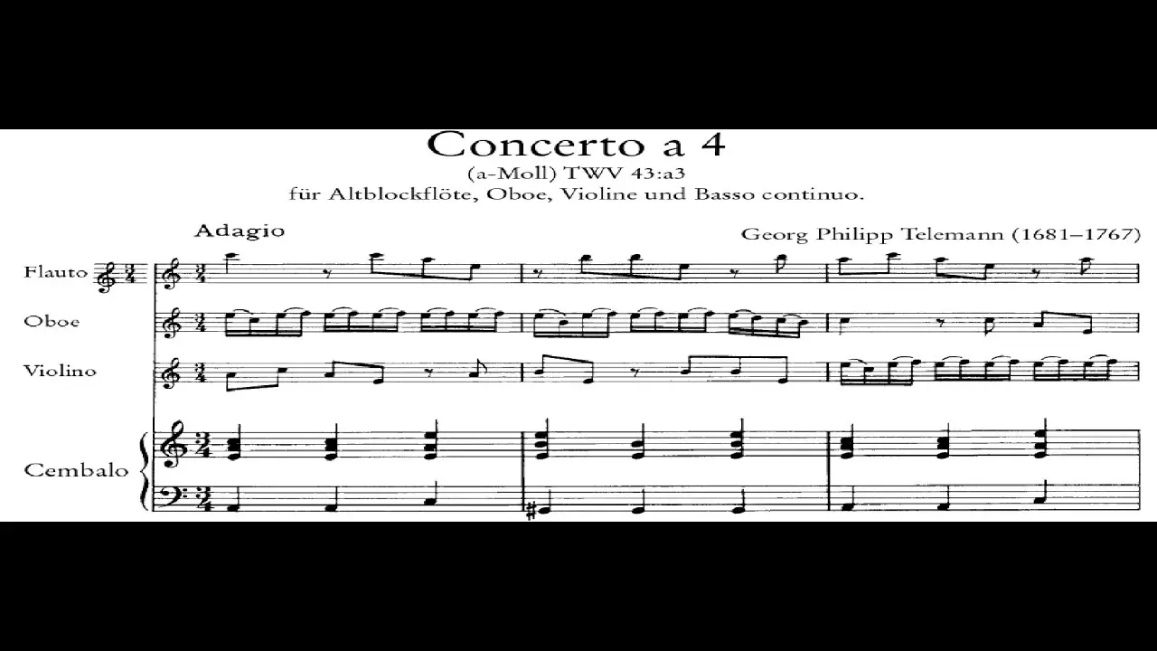concierto a minor telemann recorder violin oboe - What instruments did Telemann play