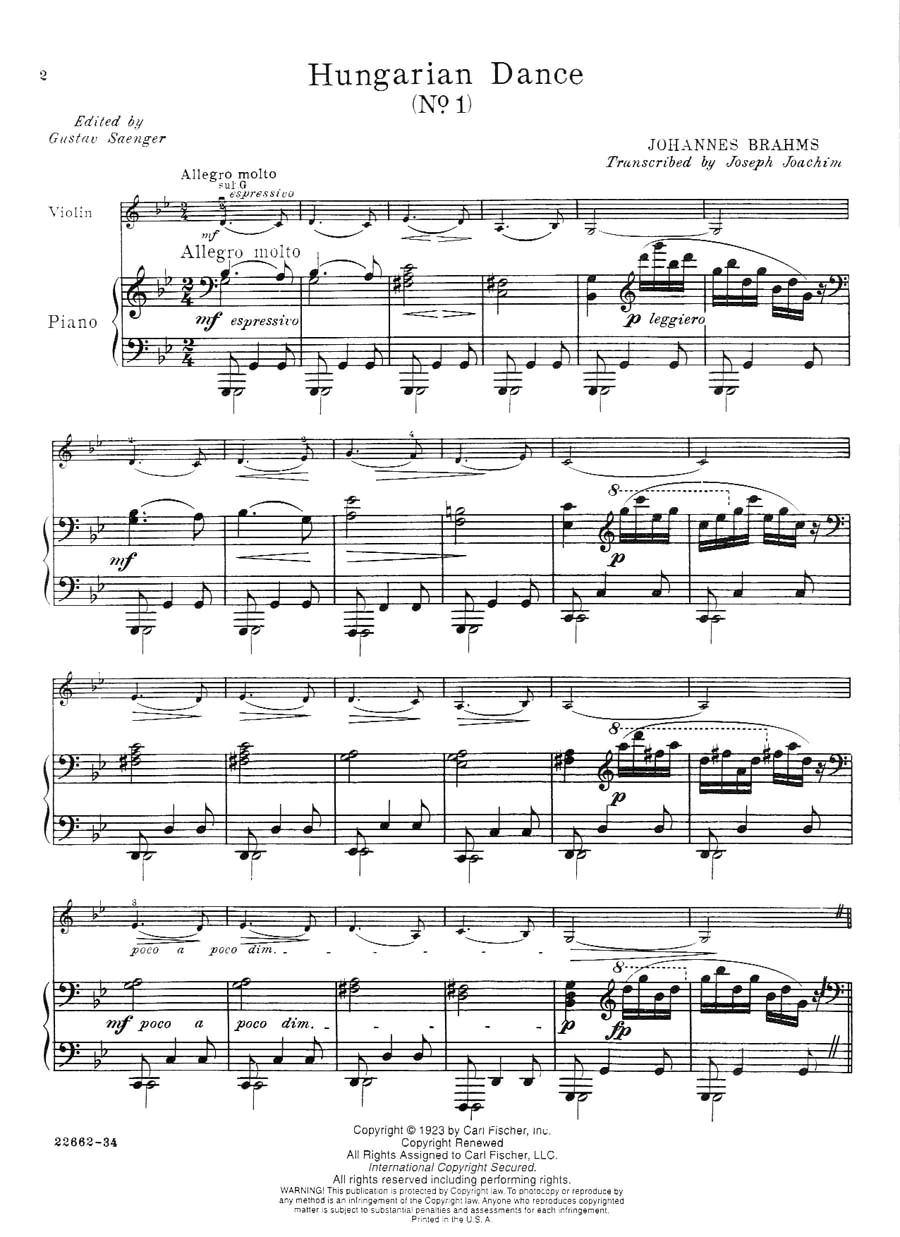 brahms joachim hungarian dances violin piano - What instruments were used in Hungarian Dance No 5