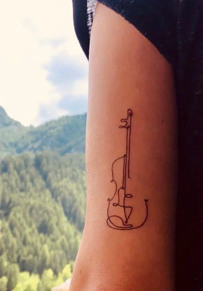 simple violin tattoo - What is a minimalist line tattoo