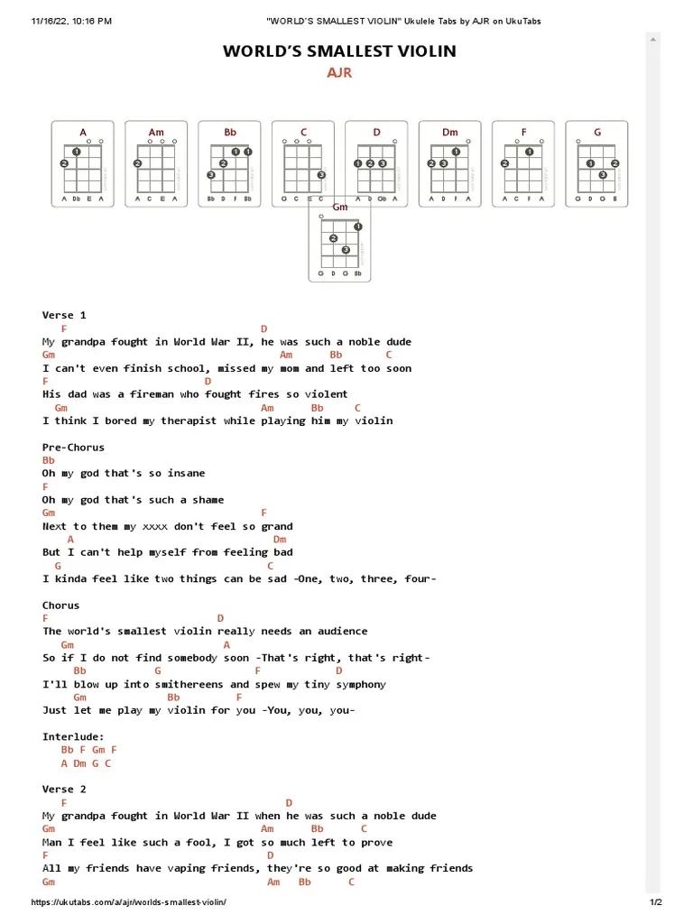 worlds smallest violin uke chords - What is a ukulele chord chart