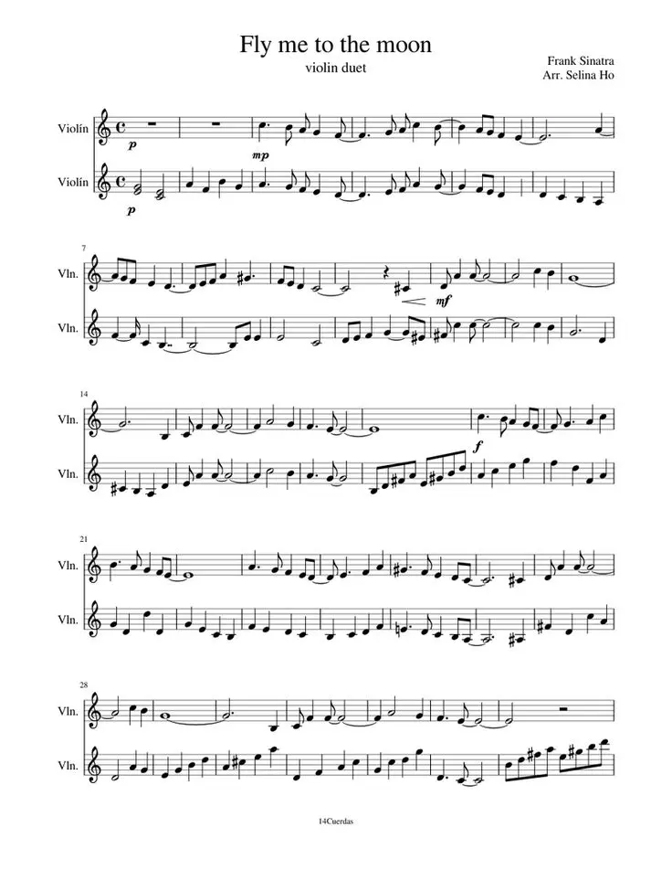 fly me to the moon violin sheet - What is the message of Fly Me To The Moon