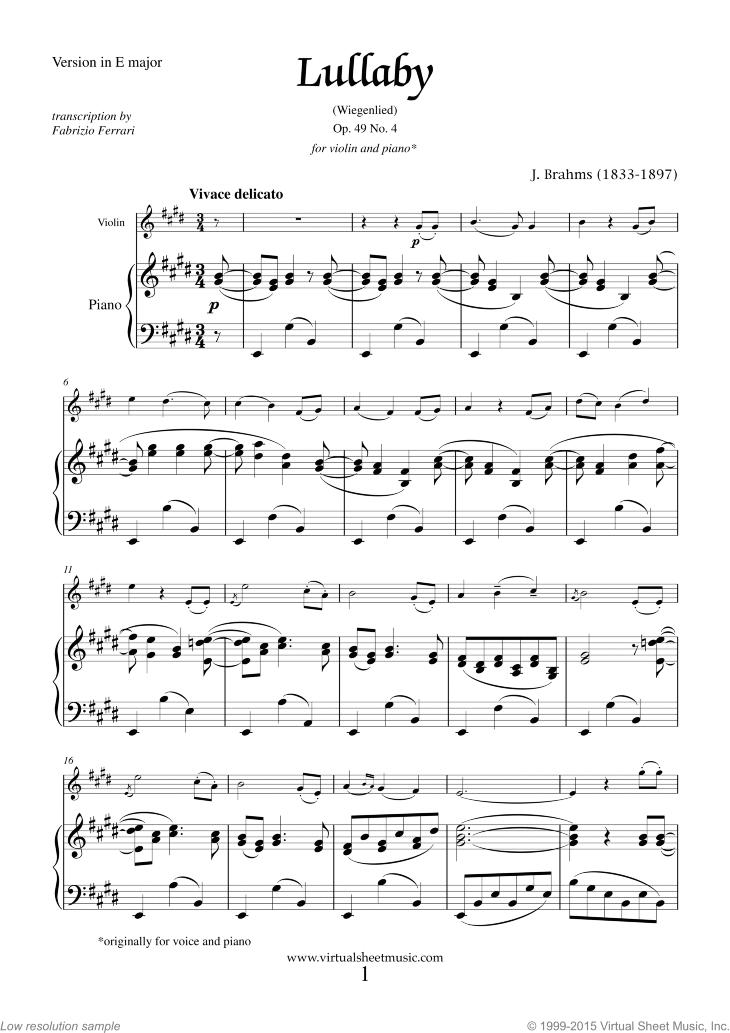 brahms lullaby violin imslp - What is the time signature of Brahms lullaby
