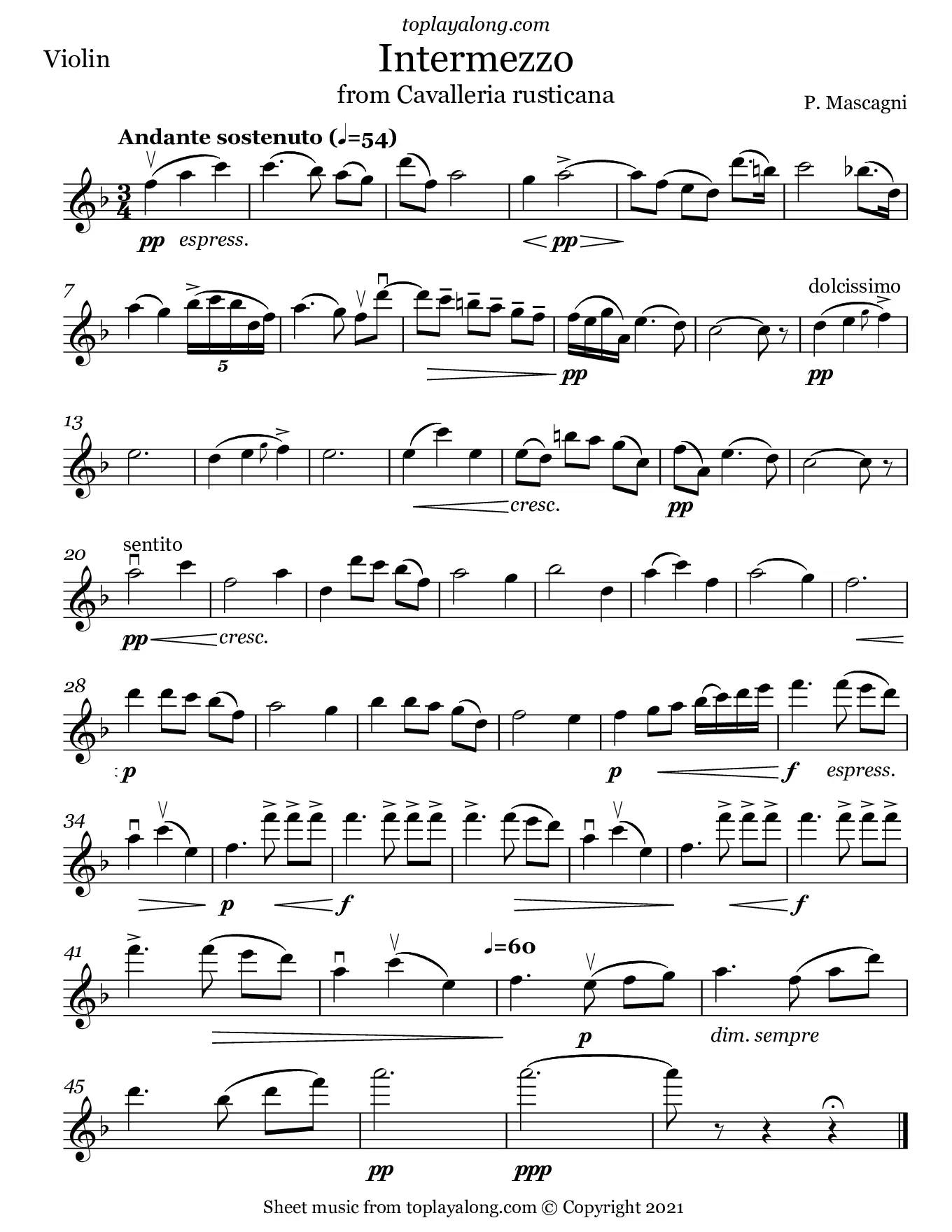 intermezzo cavalleria rusticana violin piano - What key is Intermezzo Cavalleria Rusticana