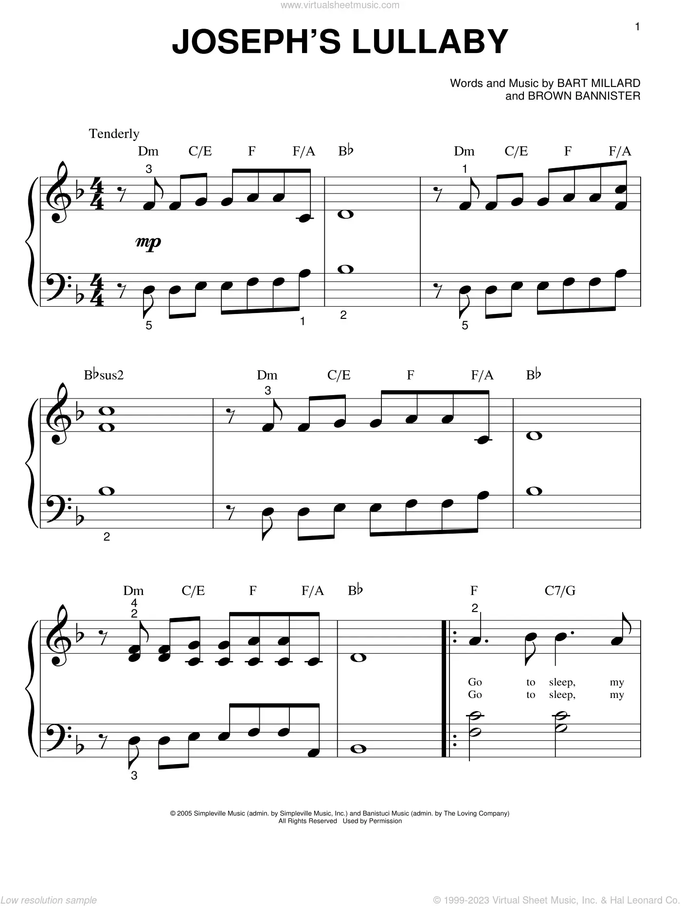 joseph's lullaby violin - What key is Joseph's lullaby in