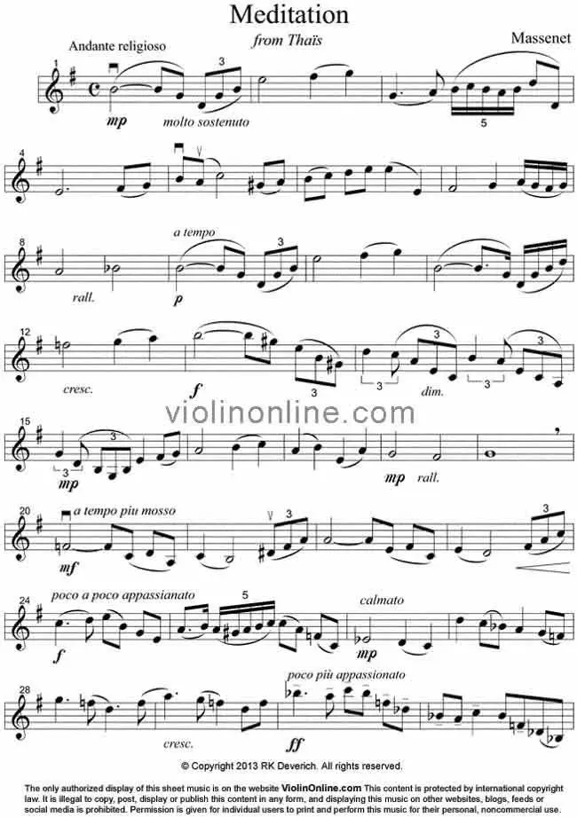 meditation from thais partitura violin - What key is Méditation from Thaïs in