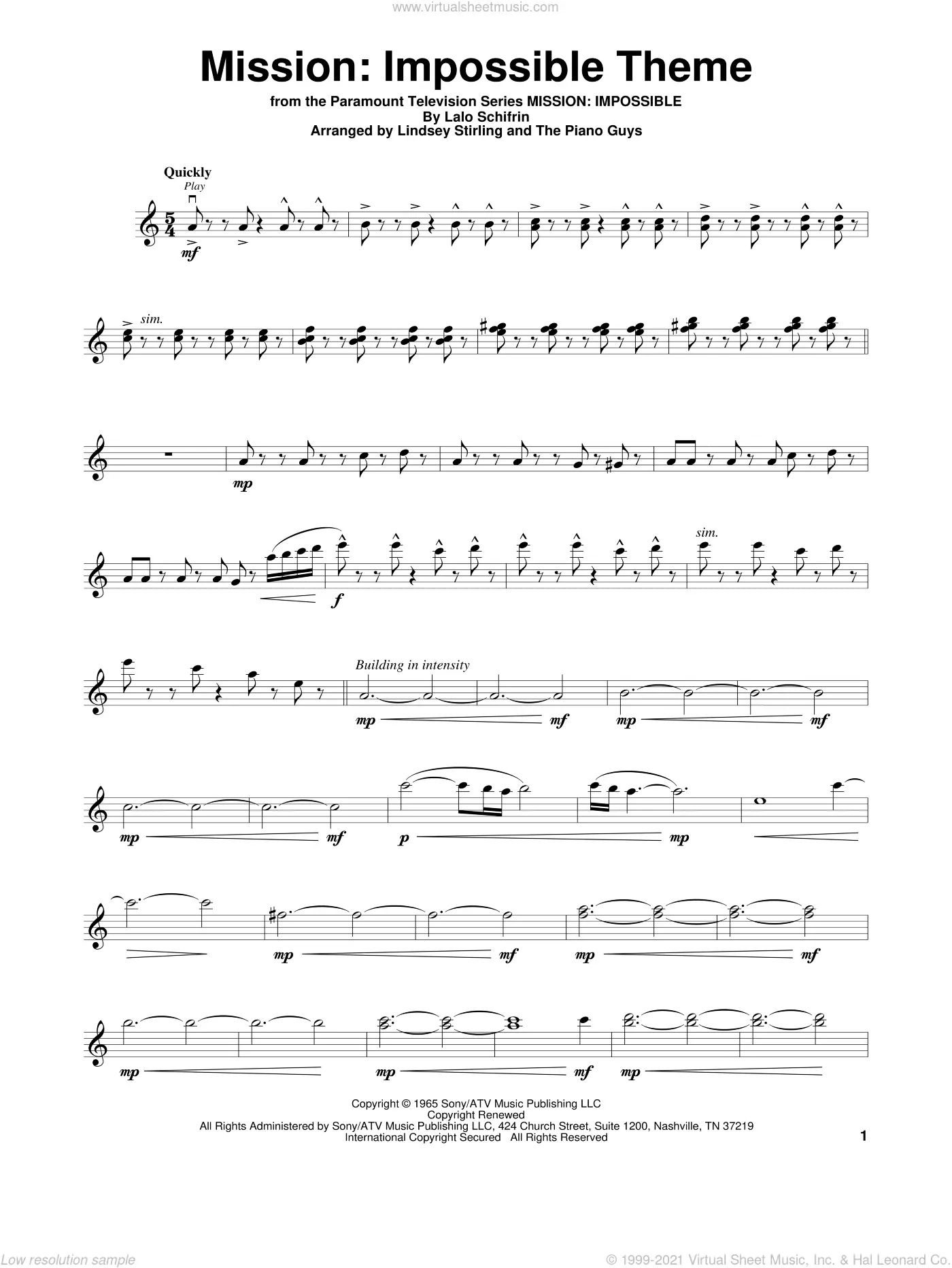 mission impossible violin notes - What key is Mission Impossible in