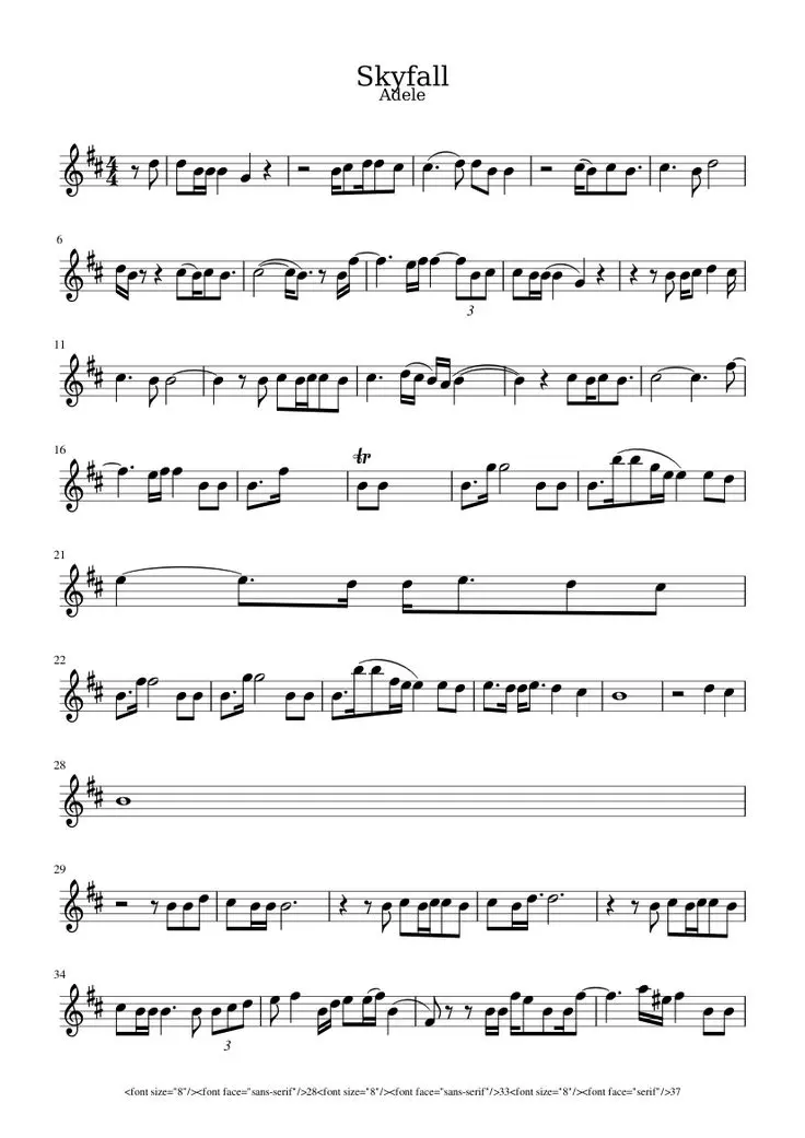 skyfall partitura violin - What key is Skyfall by Adele in