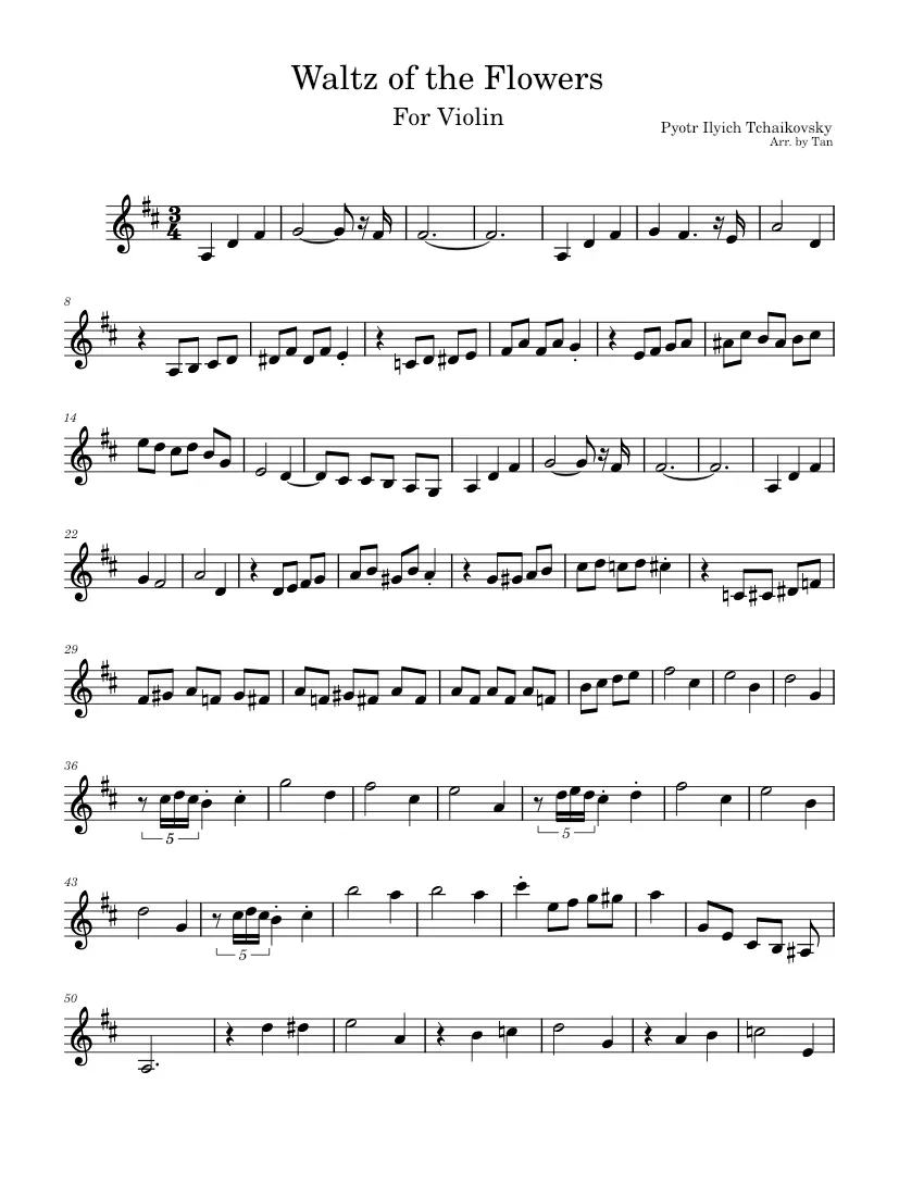 waltz of the flowers violin sheet - What level is Waltz of the Flowers