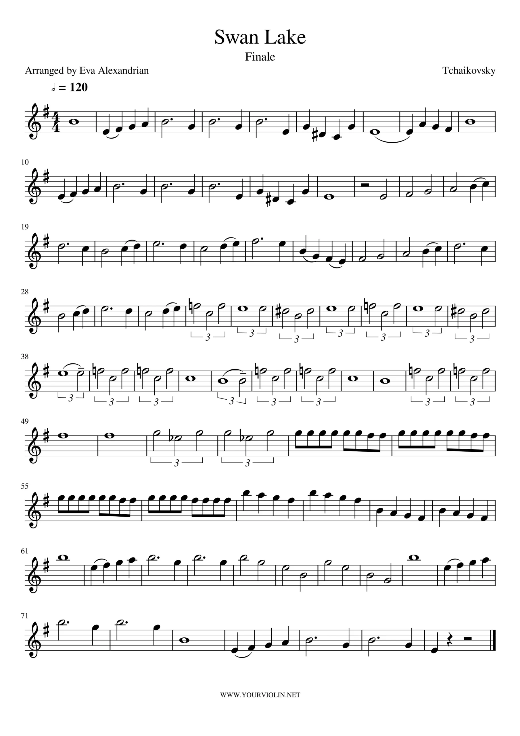 big swan swan lake violin sheet - What piano level is Swan Lake