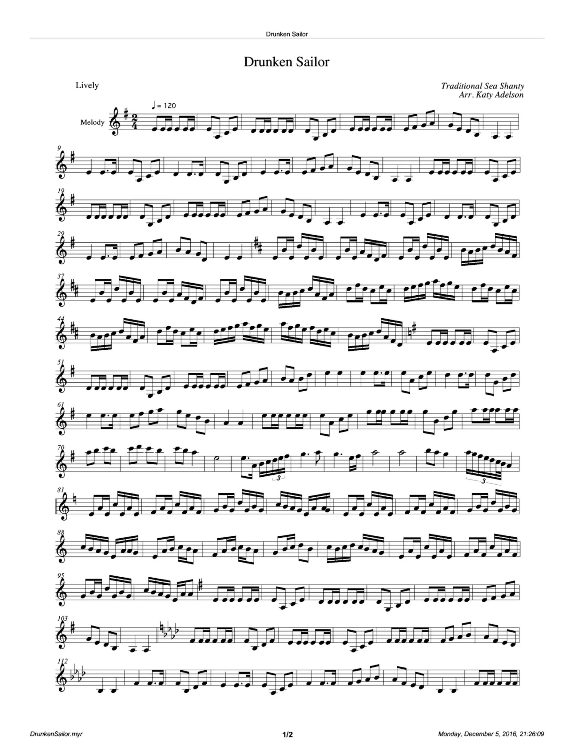 sailor violin - What shall we do with a drunken sailor time signature