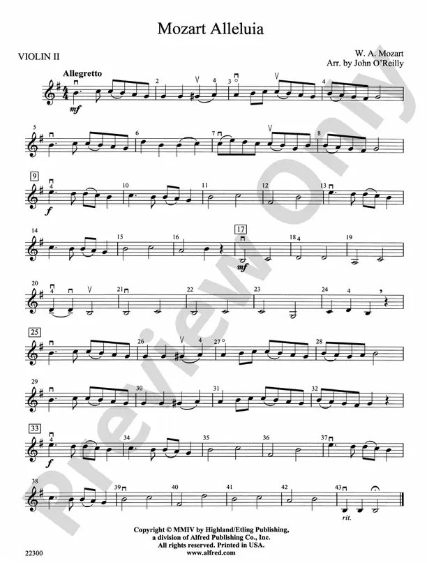 alleluia mozart violin - When did Mozart compose Alleluia