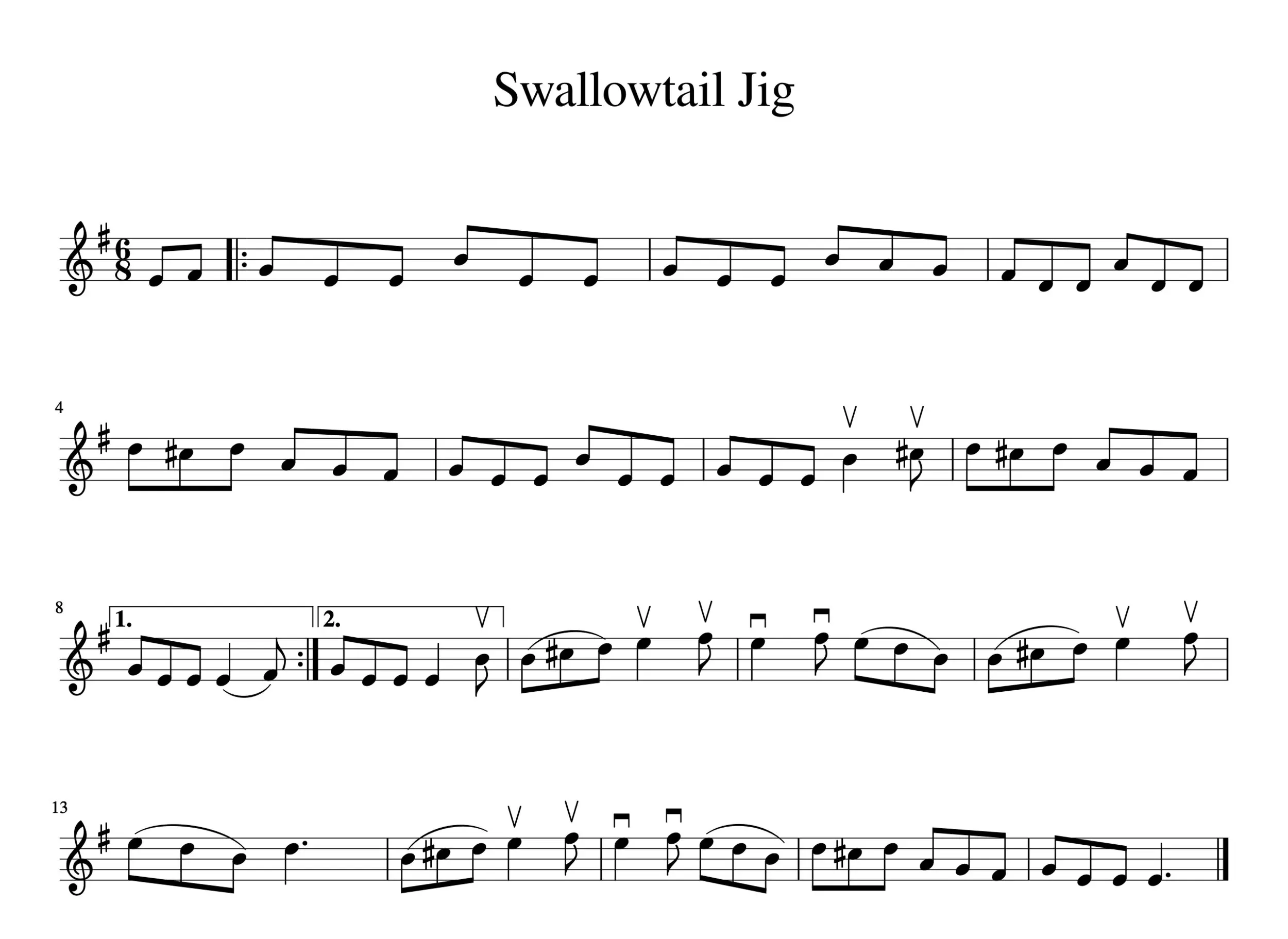 swallowtail jig partitura violin - When was the swallowtail jig written