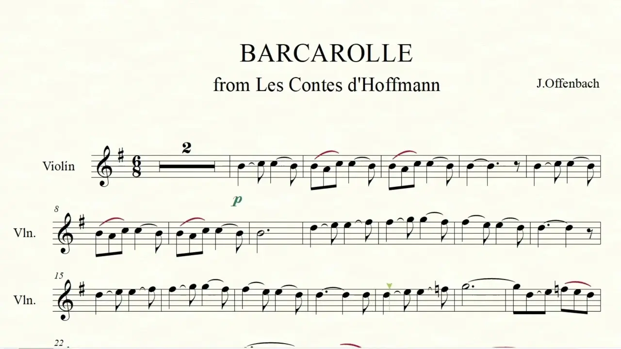 bascarolle de offenbach violin - Who are the characters in barcarolle