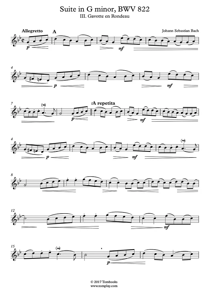 gavotte in g minor bach violin - Who composed Gavotte in G minor