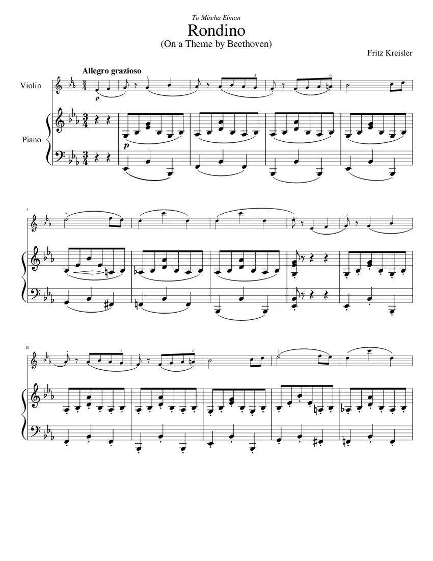 rondino kreisler violin - Who composed Rondino