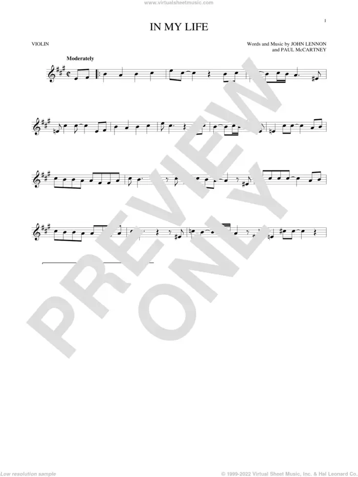 in my life violin sheet - Who did John Lennon write In My Life for