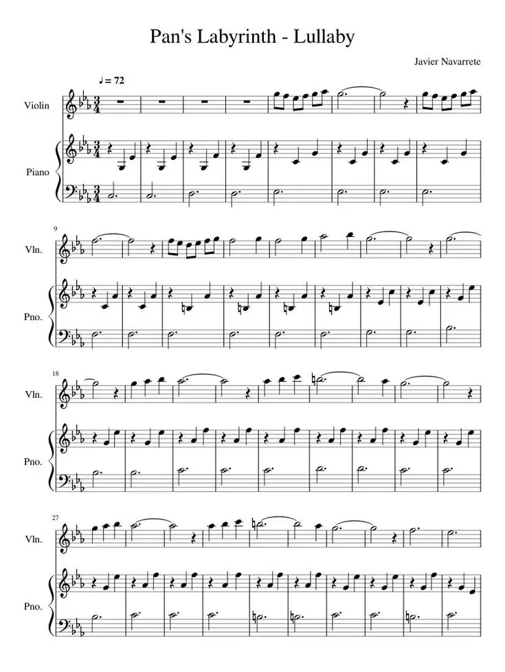 pan's labyrinth lullaby violin partitura - Who did the music for Pan's Labyrinth