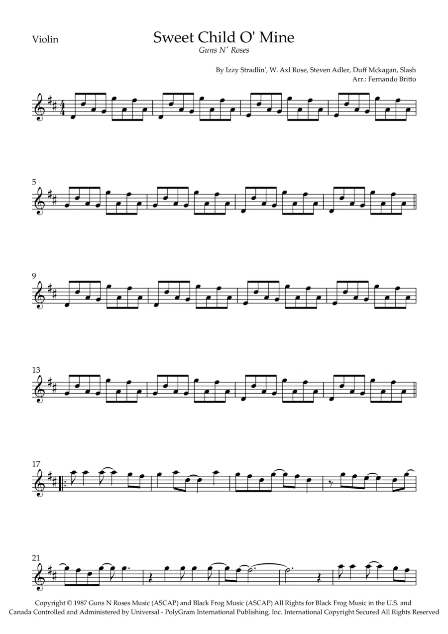 sweet child o mine cover violin - Who has covered Sweet Child of Mine