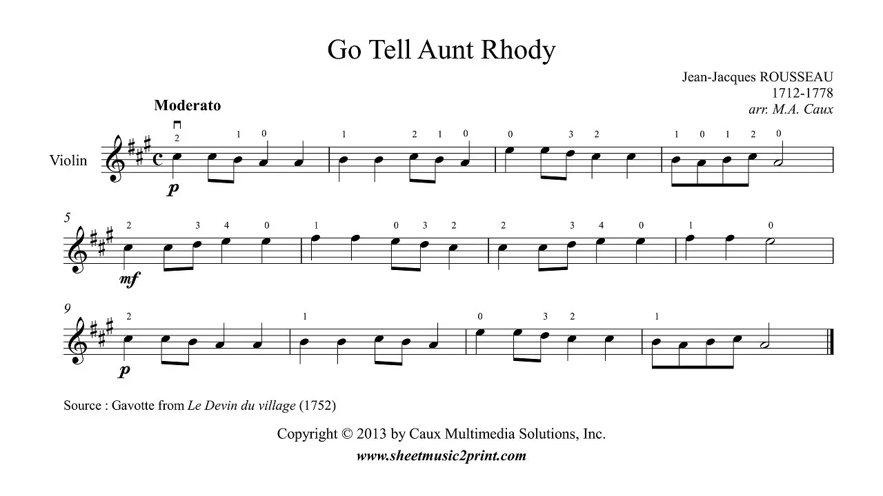 go tell aunt rhody partitura violin - Who wrote Go Tell Aunt Rhody