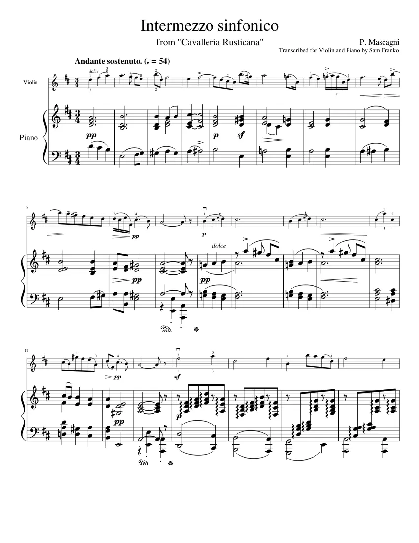 intermezzo cavalleria rusticana violin piano - Who wrote intermezzo